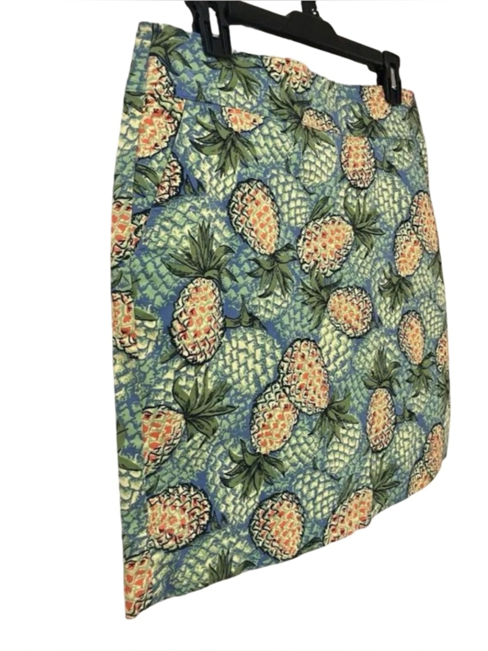 Talbots Pineapple Print Skirt Women's Blue Green Yellow Size 4 Stretch Cotton - Picture 7 of 10